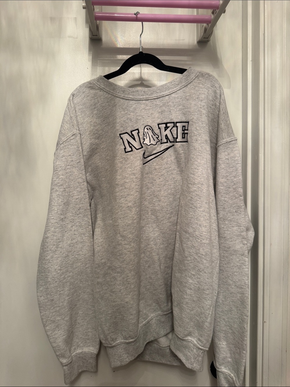 Nike Light Gray Crewneck Sweatshirt with Ghost Accent